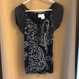 LAST CHANCE BILA rhinestone bead embellished tie top